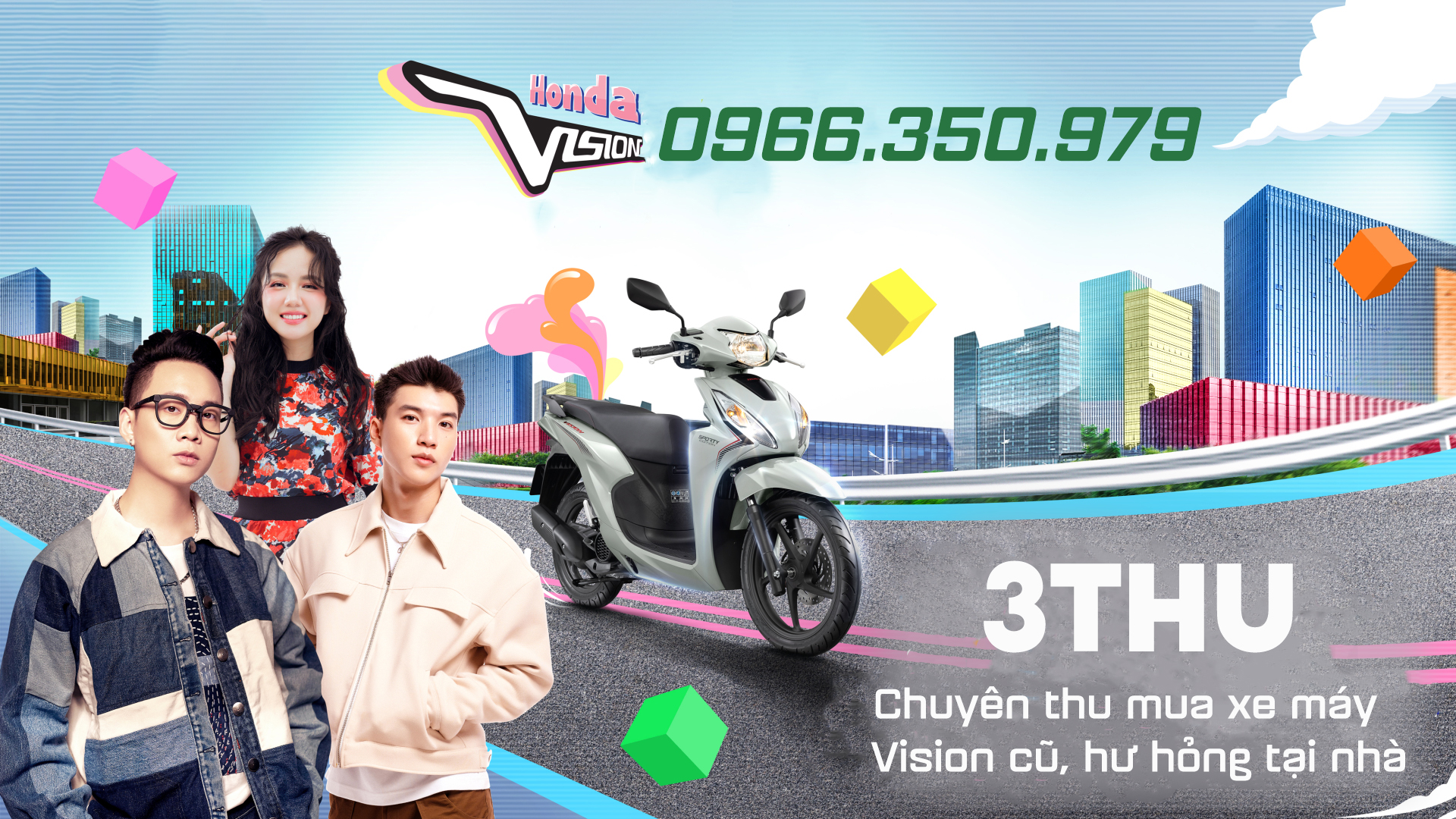 Thu Mua Xe Máy Vision Cũ Hỏng, 3THU dịch vụ thanh lý xe máy cũ uy tín